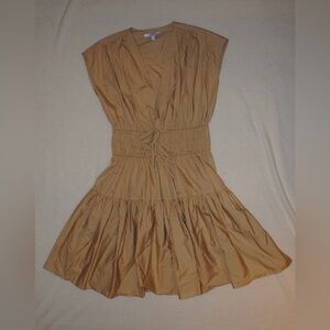 DEREK LAM TORA SMOCKED V-NECK MINIDRESS